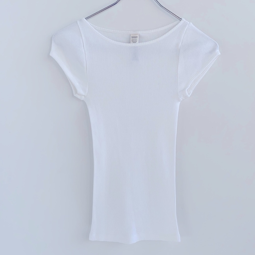 Banana Republic Heavyweight Ribbed Cap Sleeve Tee - Picture 2 of 11